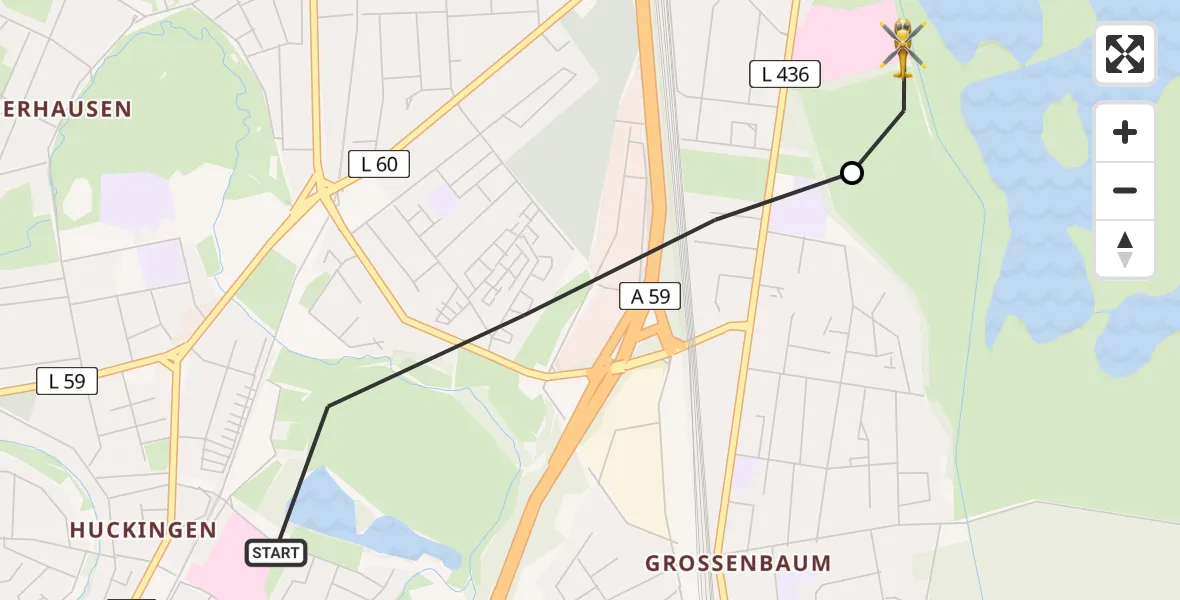 Flugroute Rettungshubschrauber Duisburg - Duisburg Air Rescue Hubschrauberlandeplatz (Christoph 9), 18 April 2026, 16:55