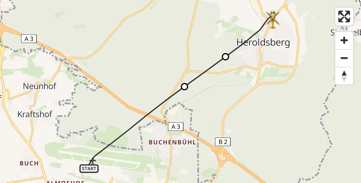 Flugroute Rettungshubschrauber Flughafen Nuremberg - Heroldsberg, 18 April 2026, 17:15