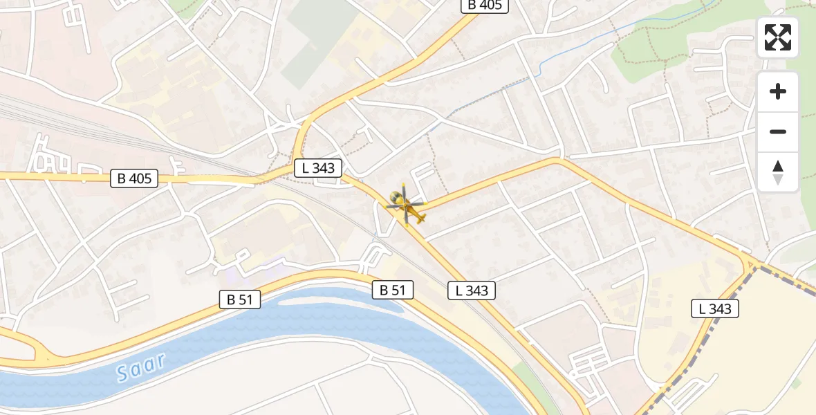 Flugroute Rettungshubschrauber Saarlouis - Saarlouis, 18 April 2026, 17:14