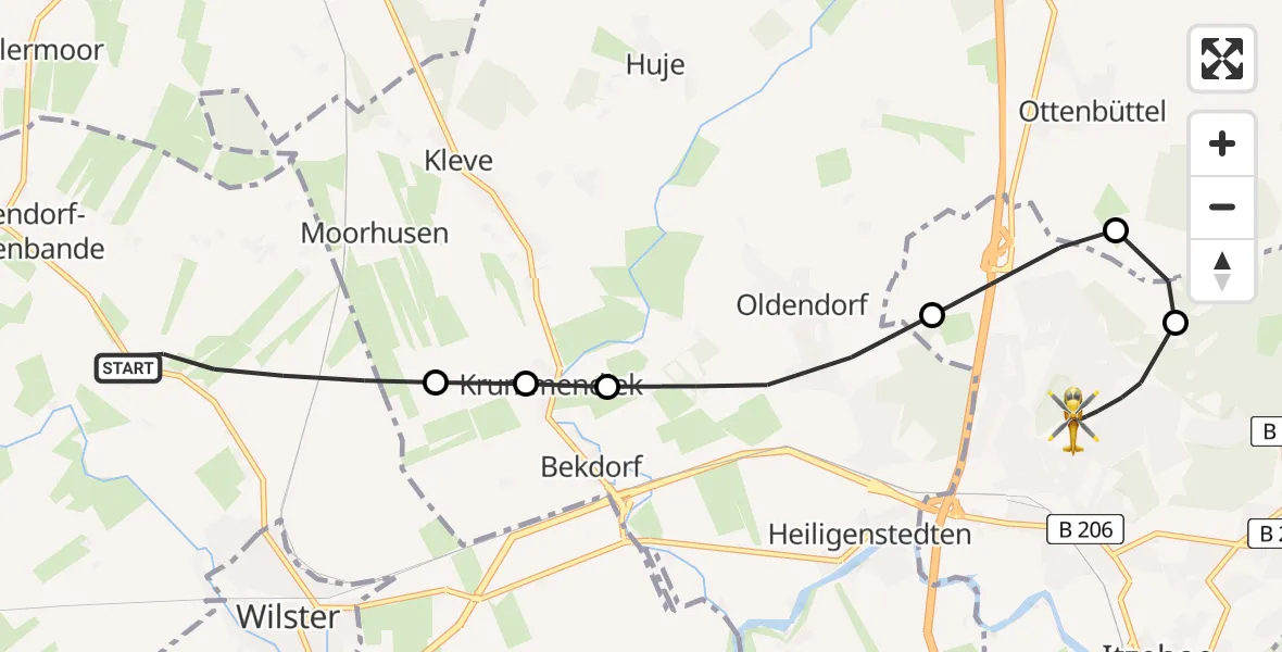 Flugroute Rettungshubschrauber Neuendorf-Sachsenbande - Itzehoe, 18 April 2026, 17:29