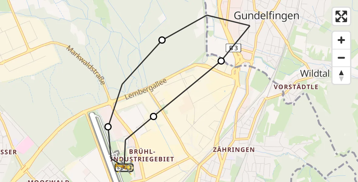 Flugroute Rettungshubschrauber Freiburg im Breisgau Flugplatz - Freiburg im Breisgau Flugplatz, 18 April 2026, 17:29