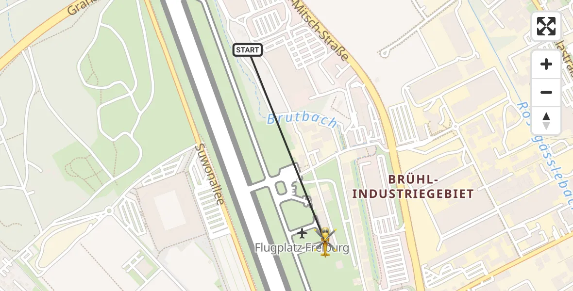 Flugroute Rettungshubschrauber Freiburg im Breisgau Flugplatz - Freiburg im Breisgau Flugplatz, 18 April 2026, 17:39
