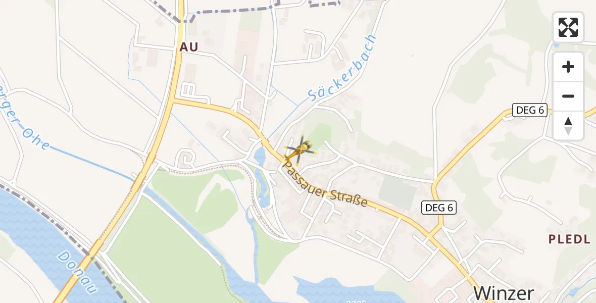 Flugroute Rettungshubschrauber Winzer - Winzer, 18 April 2026, 18:01
