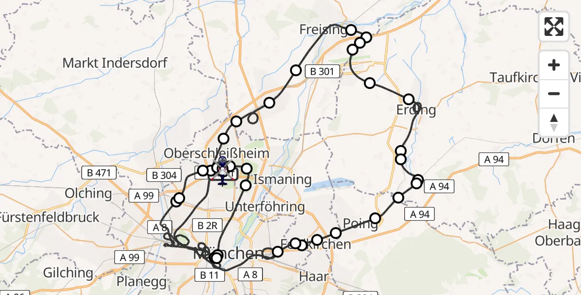 Flugroute Polizeihubschrauber Oberschleißheim - Oberschleißheim, 18 April 2026, 18:16