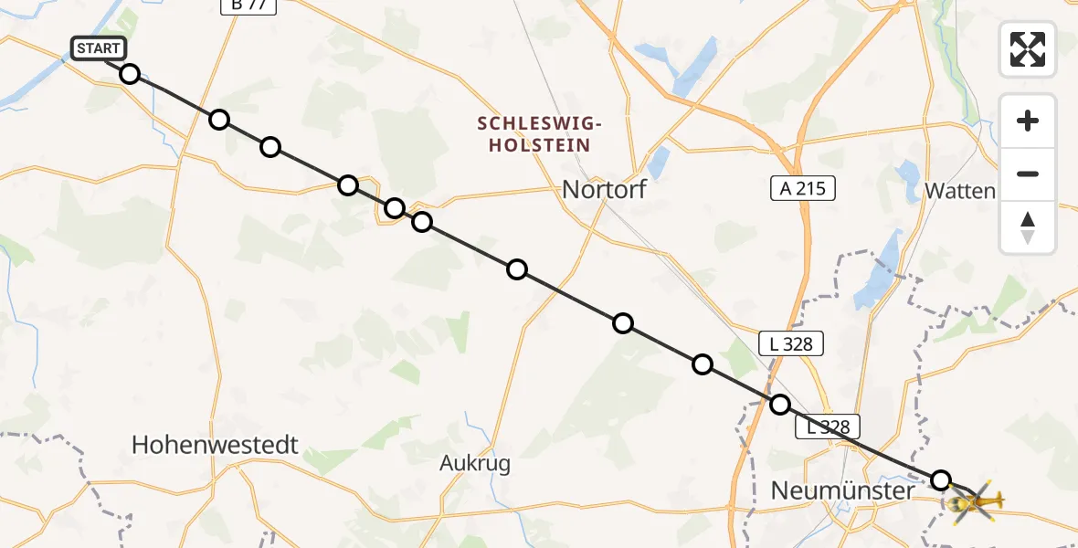 Flugroute Ambulanzhubschrauber Hörsten - Bönebüttel, 18 April 2026, 18:38