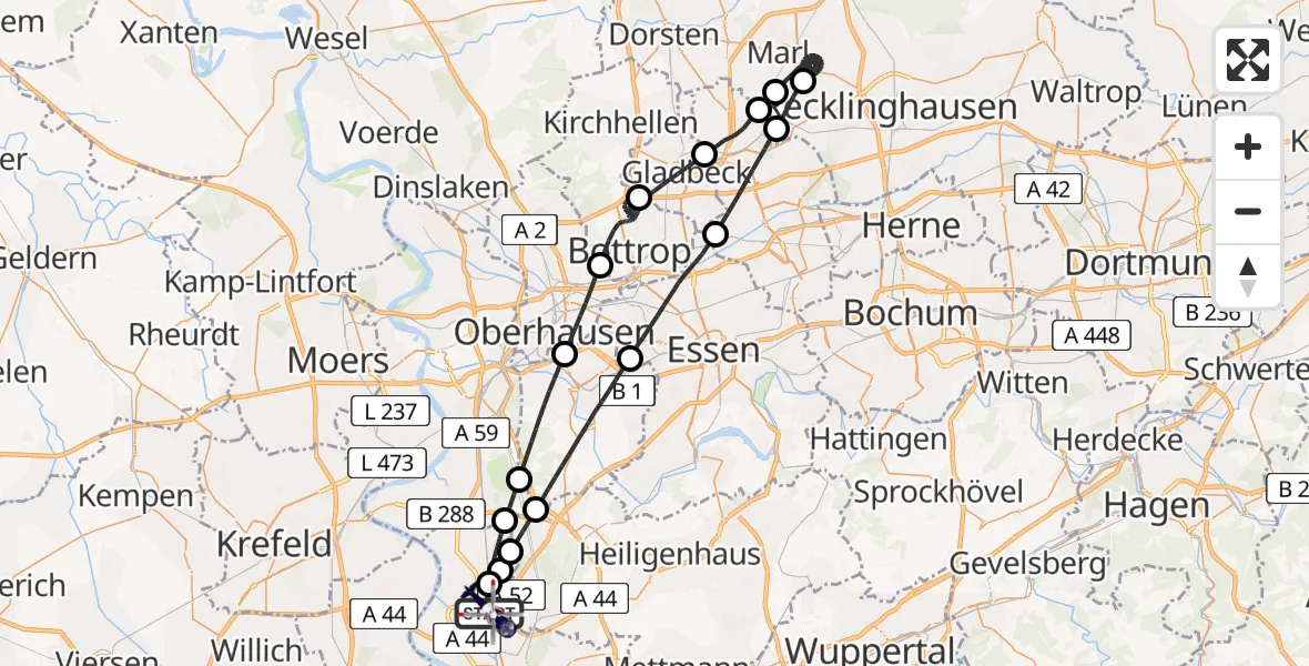 Flugroute Polizeihubschrauber Düsseldorf Flughafen - Düsseldorf Flughafen, 18 April 2026, 19:47