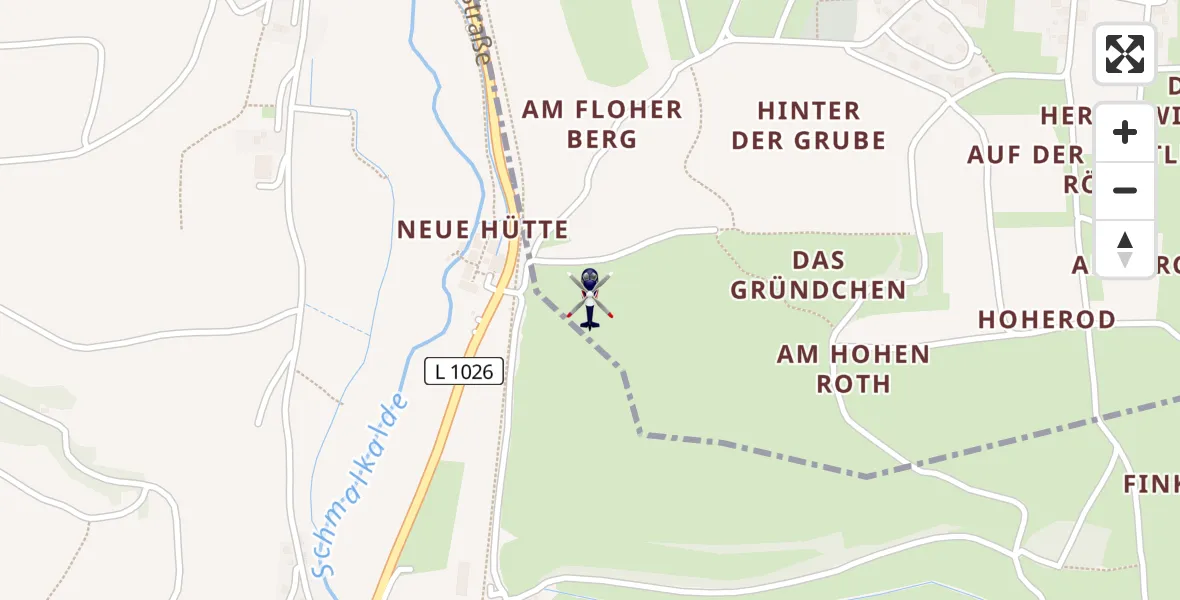 Flugroute Polizeihubschrauber Schmalkalden - Schmalkalden, 18 April 2026, 20:28