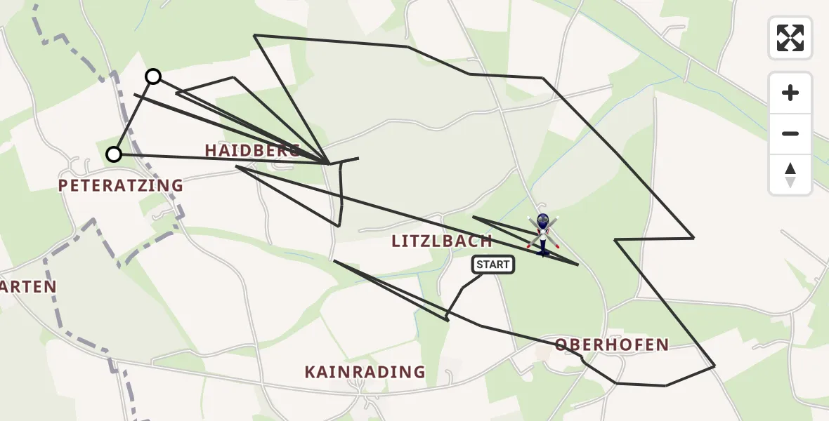 Flugroute Polizeihubschrauber Niederbergkirchen - Niederbergkirchen, 18 April 2026, 20:58
