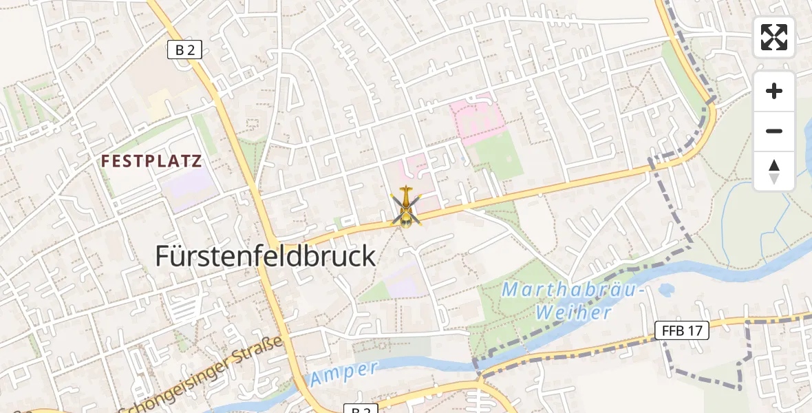 Flugroute Rettungshubschrauber Fürstenfeldbruck - Fürstenfeldbruck, 18 April 2026, 21:24