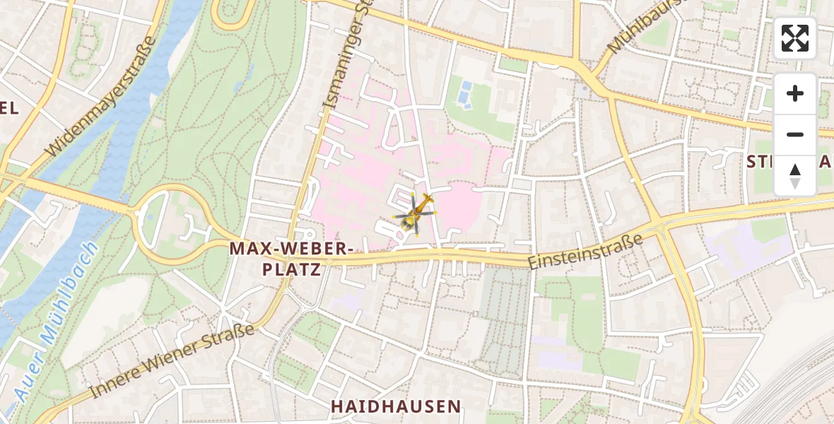 Flugroute Rettungshubschrauber Rechts der Isar University Hospital - Rechts der Isar University Hospital, 18 April 2026, 22:17