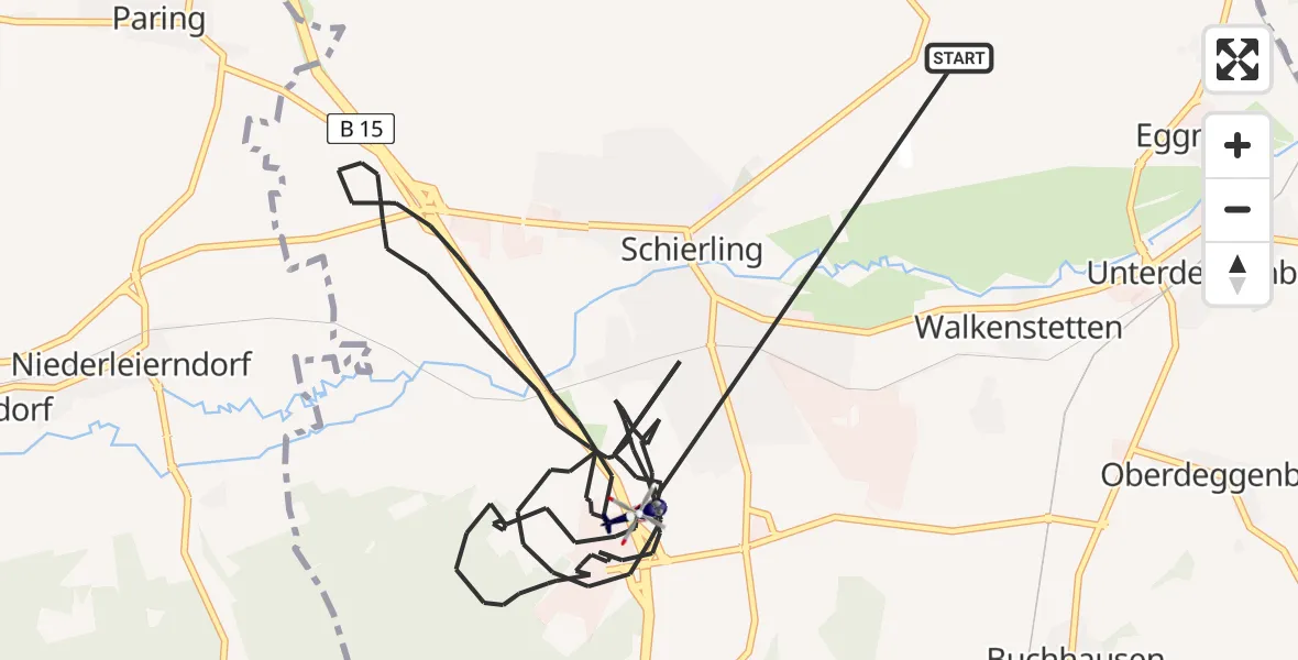 Flugroute Polizeihubschrauber Schierling - Schierling, 18 April 2026, 23:40