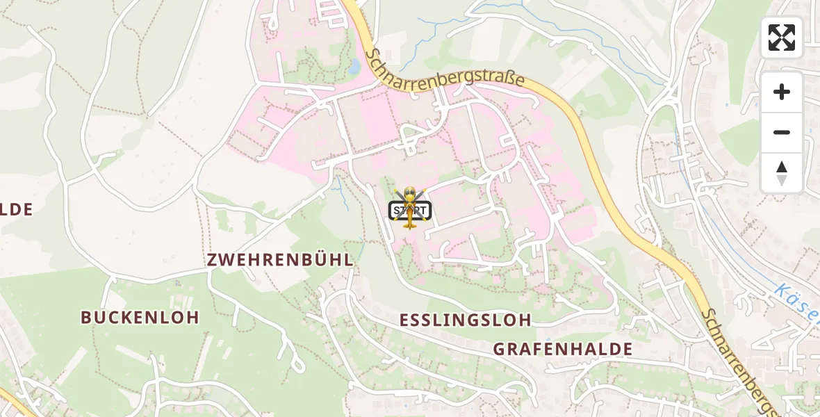 Flugroute Rettungshubschrauber Tübingen University Hospital - Tübingen University Hospital, 19 April 2026, 03:15