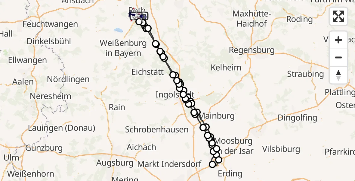 Flugroute Polizeihubschrauber Roth - Roth, 19 April 2026, 04:53