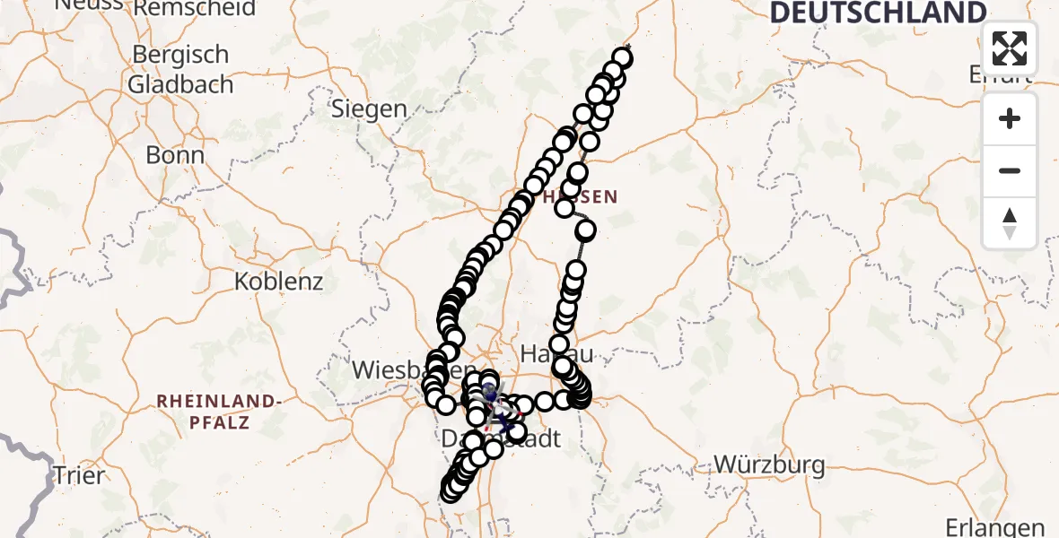 Flugroute Polizeihubschrauber Flughafen Frankfurt-Egelsbach - Flughafen Frankfurt-Egelsbach, 19 April 2026, 07:30