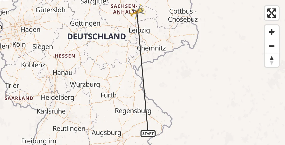 Flugroute Rettungshubschrauber Wurmannsquick - Dessau-Roßlau, 19 April 2026, 08:29
