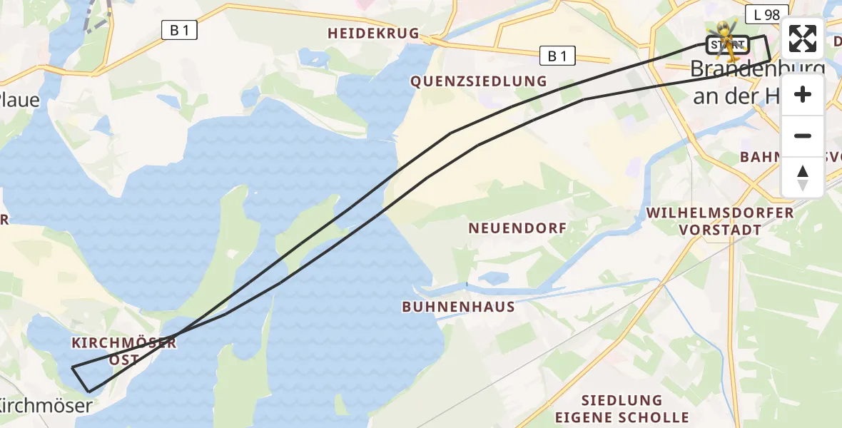 Flugroute Rettungshubschrauber Brandenburg an der Havel - Brandenburg an der Havel, 19 April 2026, 08:32