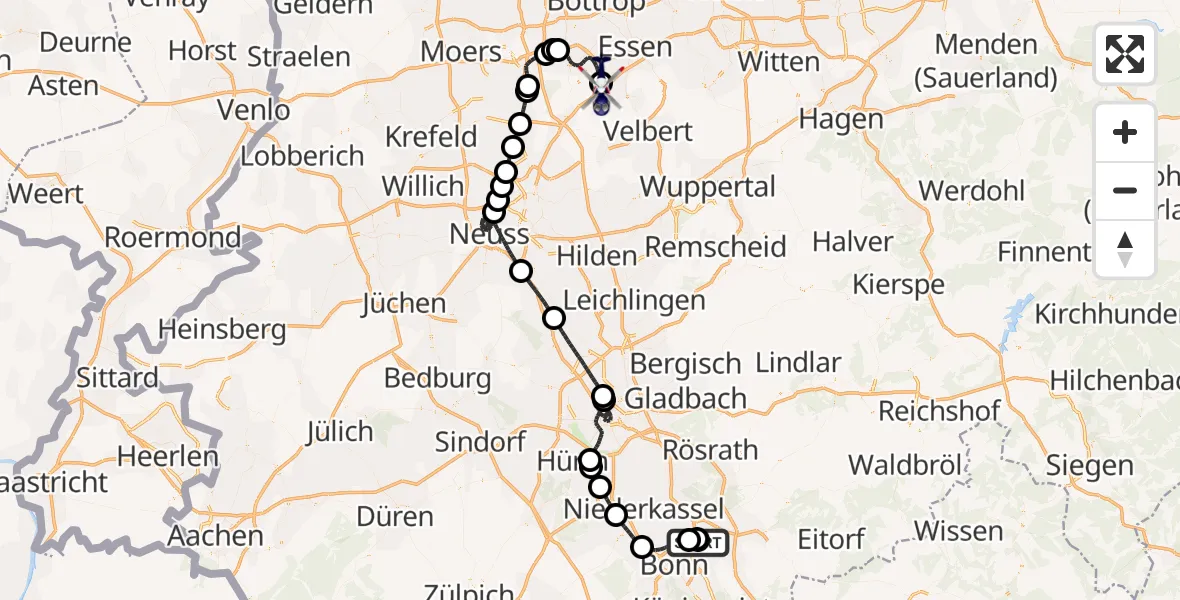 Flugroute Polizeihubschrauber Sankt Augustin - Essen-Mülheim Flughafen, 19 April 2026, 08:33