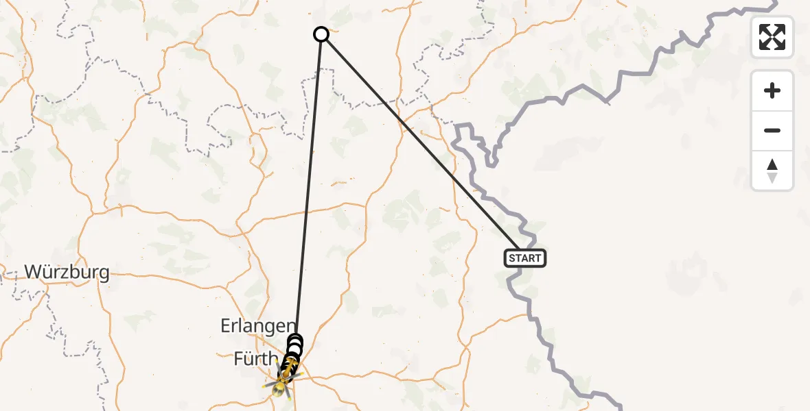 Flugroute Rettungshubschrauber Mähring - Nürnberg, 19 April 2026, 09:21