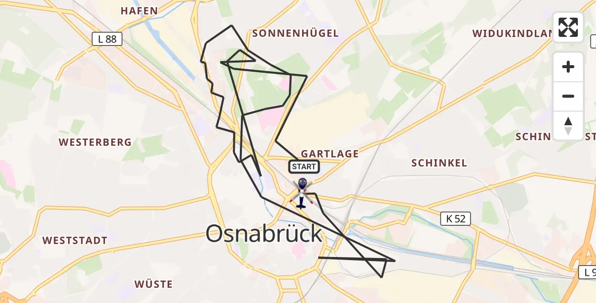 Flugroute Polizeihubschrauber Osnabrück - Osnabrück, 19 April 2026, 09:40