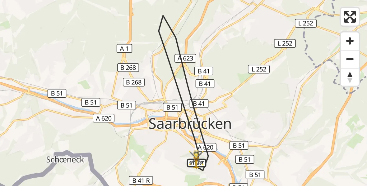 Flugroute Rettungshubschrauber Saarbrücken - Saarbrücken, 19 April 2026, 10:03