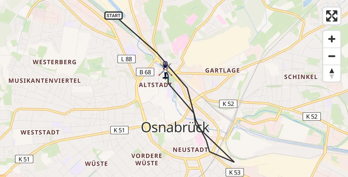 Flugroute Polizeihubschrauber Osnabrück - Osnabrück, 19 April 2026, 10:06
