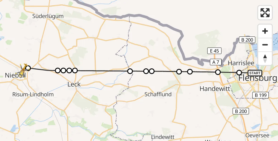 Flugroute Rettungshubschrauber Flensburg - Niebüll, 19 April 2026, 10:13