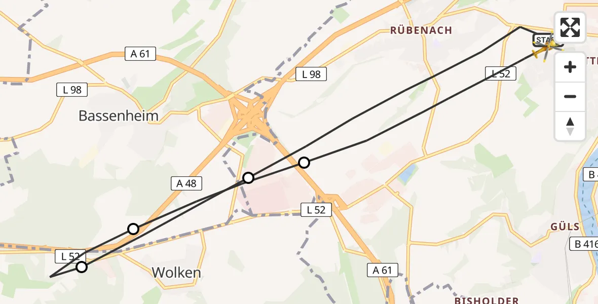 Flugroute Rettungshubschrauber Koblenz - Koblenz, 19 April 2026, 10:22