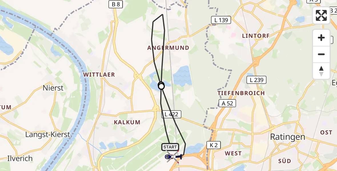 Flugroute Polizeihubschrauber Düsseldorf Flughafen - Düsseldorf Flughafen, 19 April 2026, 10:28