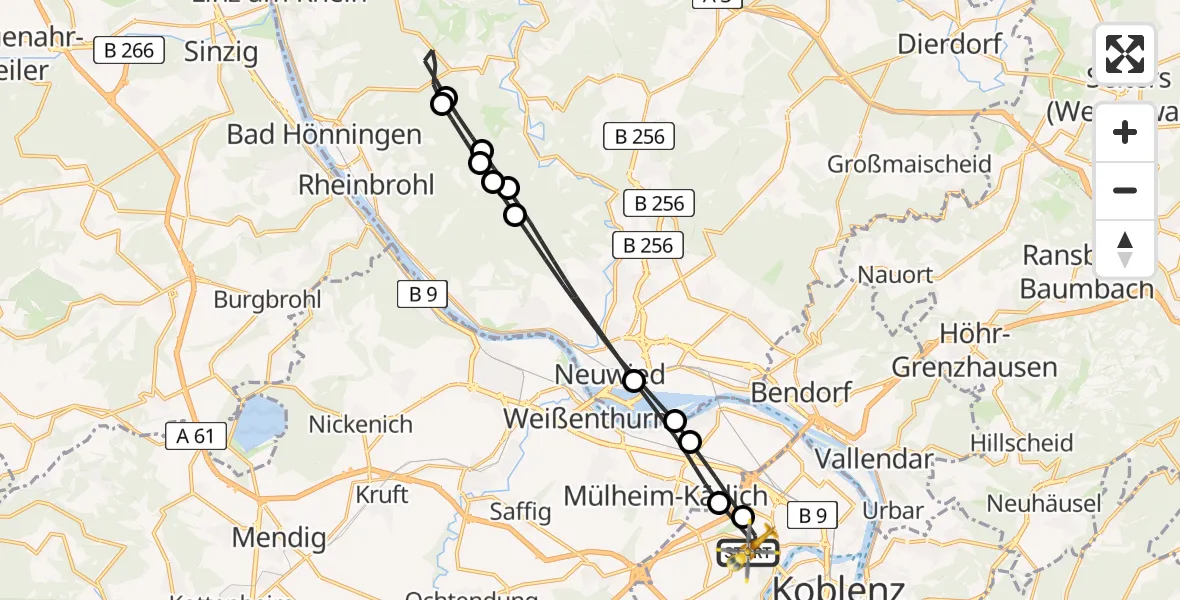 Flugroute Rettungshubschrauber Koblenz - Koblenz, 19 April 2026, 10:28