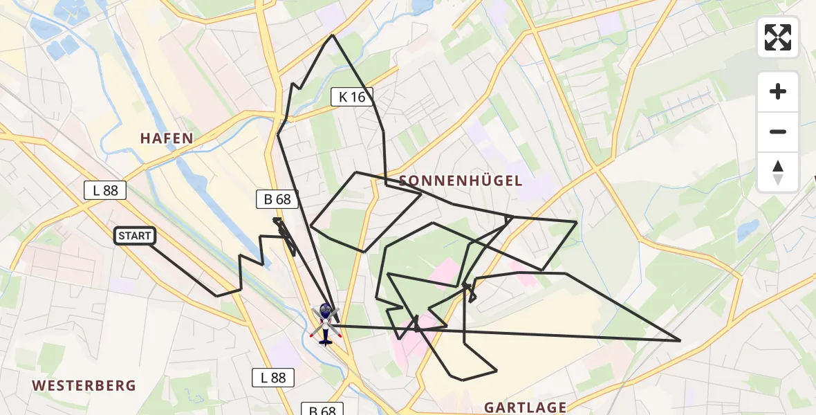 Flugroute Polizeihubschrauber Osnabrück - Osnabrück, 19 April 2026, 10:34