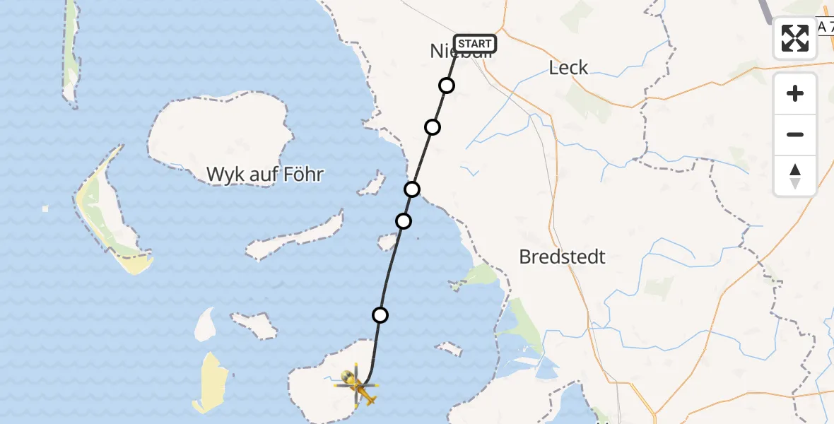 Flugroute Rettungshubschrauber Niebüll - Pellworm, 19 April 2026, 10:48