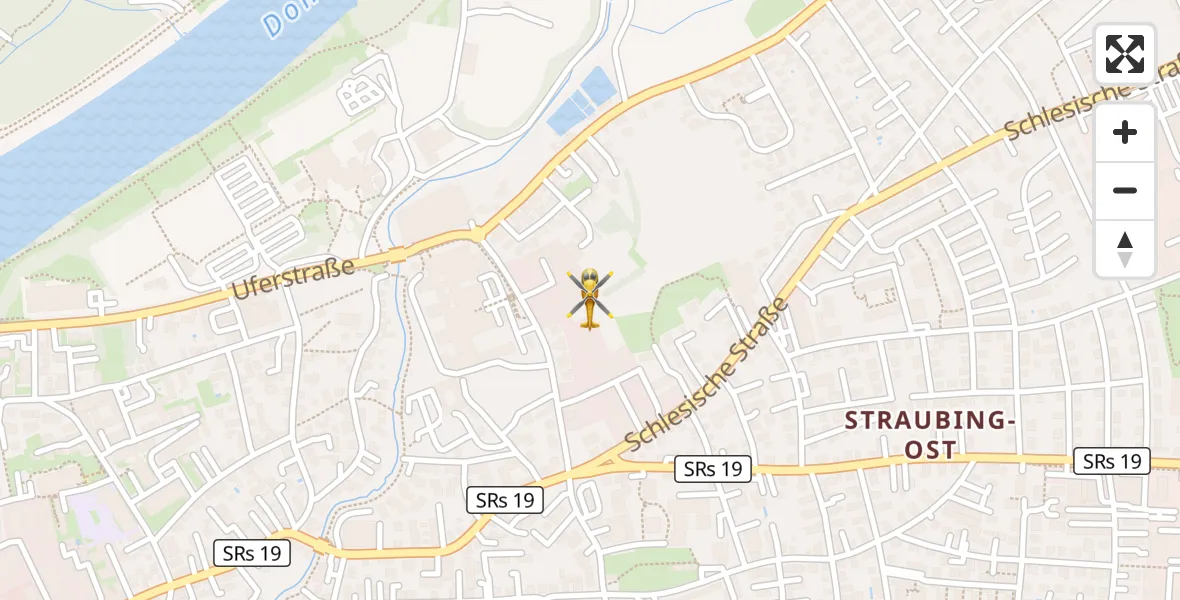 Flugroute Rettungshubschrauber Sankt Elisabeth Hospital Straubing - Sankt Elisabeth Hospital Straubing, 19 April 2026, 12:40