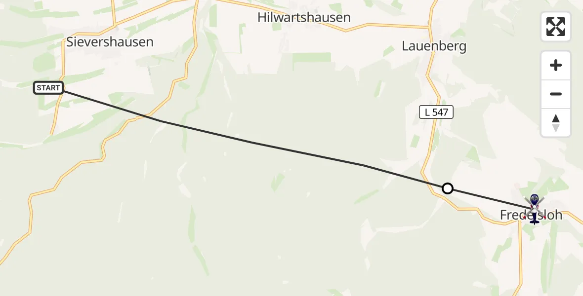 Flugroute Polizeihubschrauber Solling (Landkreis Northeim) - Moringen, 19 April 2026, 12:41