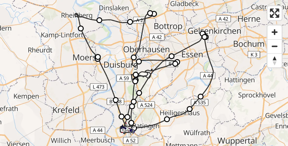Flugroute Polizeihubschrauber Düsseldorf Flughafen - Düsseldorf Flughafen, 19 April 2026, 13:10