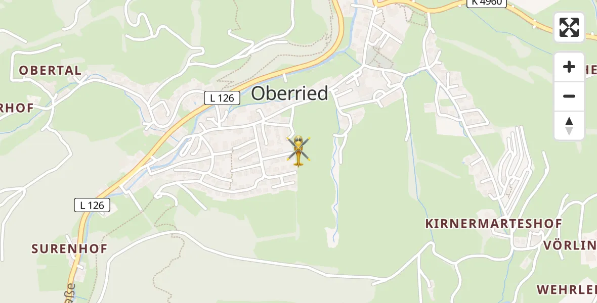 Flugroute Rettungshubschrauber Oberried - Oberried, 19 April 2026, 14:14
