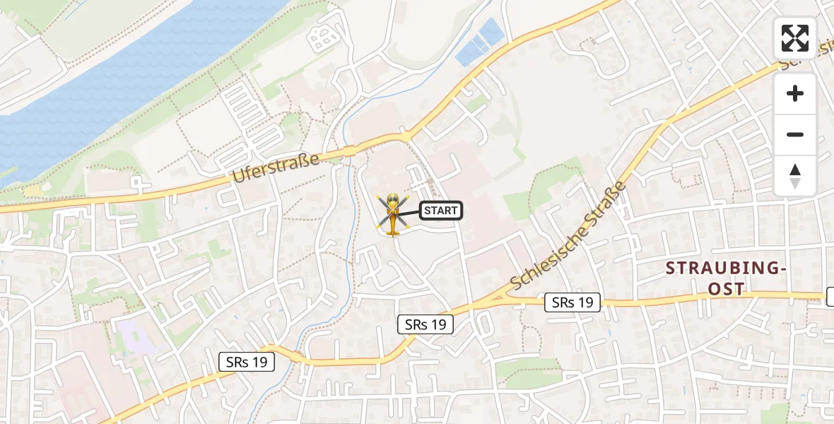 Flugroute Rettungshubschrauber Sankt Elisabeth Hospital Straubing - Sankt Elisabeth Hospital Straubing, 19 April 2026, 14:27