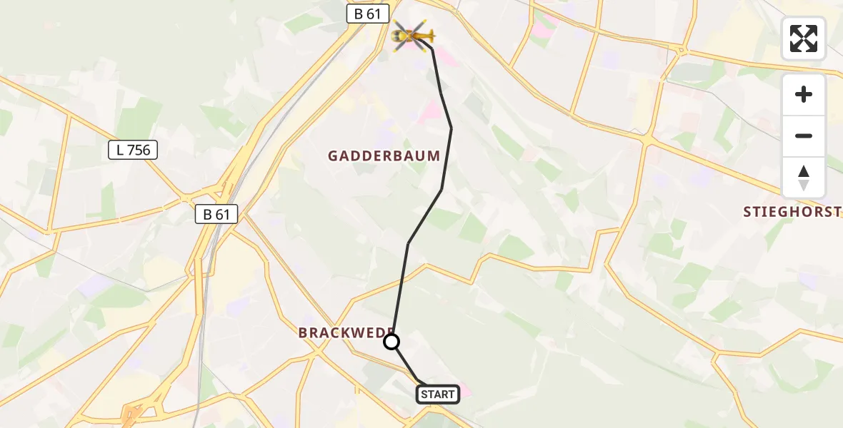 Flugroute Rettungshubschrauber Luftrettungszentrum Bielefeld - Bielefeld, 19 April 2026, 14:34