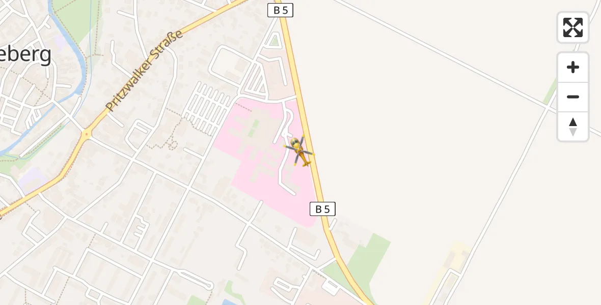 Flugroute Rettungshubschrauber Perleberg - Perleberg, 19 April 2026, 15:22