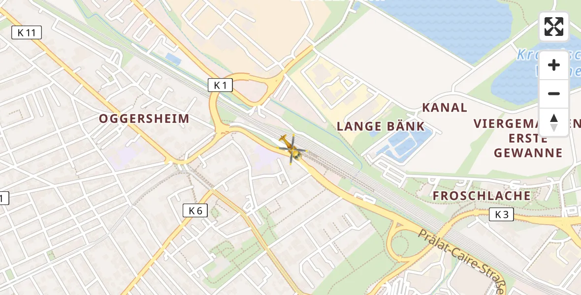 Flugroute Rettungshubschrauber Ludwigshafen am Rhein - Ludwigshafen am Rhein, 19 April 2026, 15:33