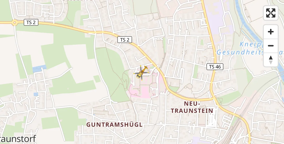 Flugroute Rettungshubschrauber Traunstein Hospital - Traunstein Hospital, 19 April 2026, 15:49