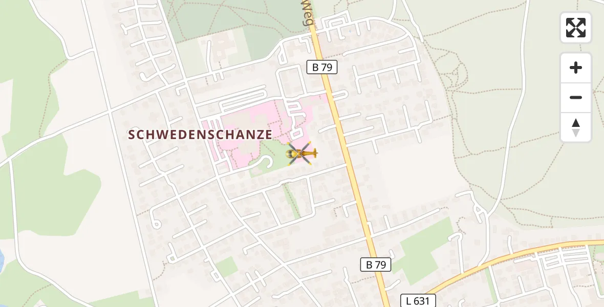 Flugroute Rettungshubschrauber Wolfenbüttel Municipal Hospital Heliport (Christoph 30) - Wolfenbüttel Municipal Hospital Heliport (Christoph 30), 19 April 2026, 16:25