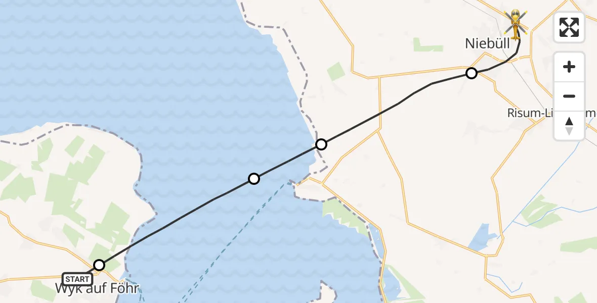 Flugroute Rettungshubschrauber Wrixum - Niebüll, 19 April 2026, 16:37