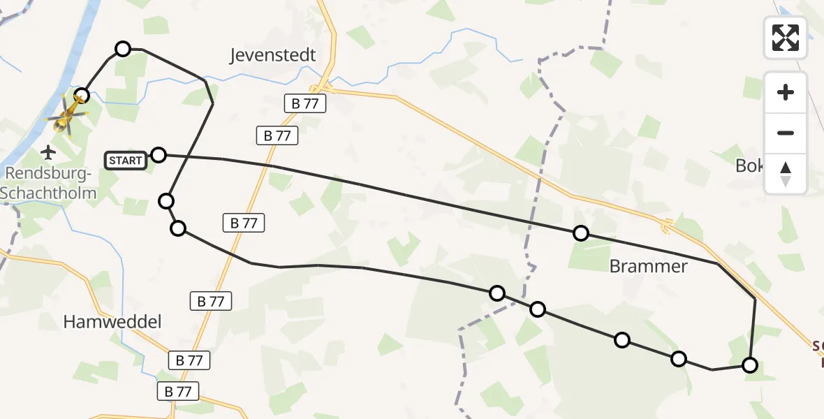 Flugroute Ambulanzhubschrauber Hörsten - Hörsten, 19 April 2026, 16:45