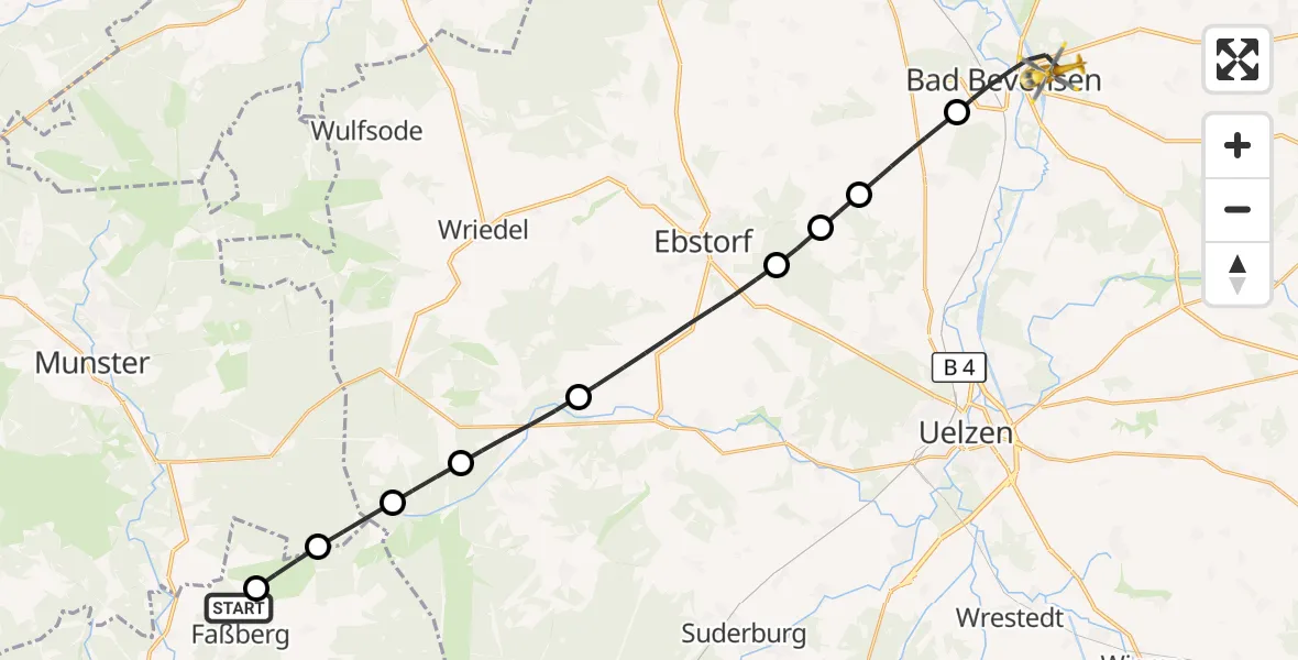 Flugroute Rettungshubschrauber Faßberg - Bad Bevensen, 19 April 2026, 17:35