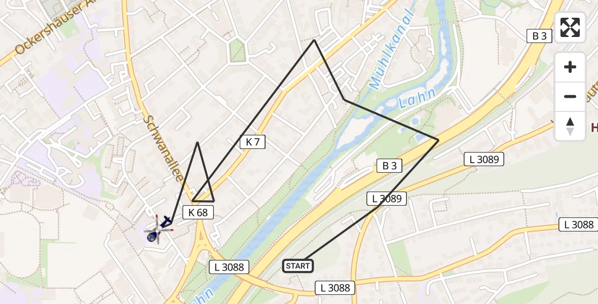 Flugroute Polizeihubschrauber Marburg - Marburg, 19 April 2026, 20:49