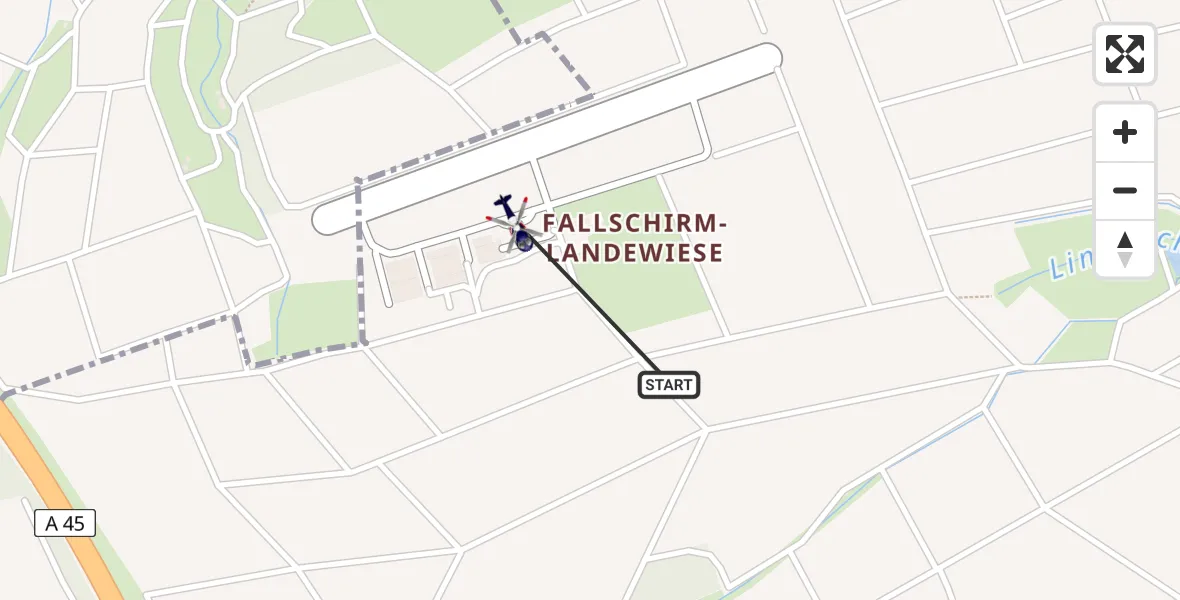Flugroute Polizeihubschrauber Gießen-Lützellinden Flugplatz - Gießen-Lützellinden Flugplatz, 19 April 2026, 21:05