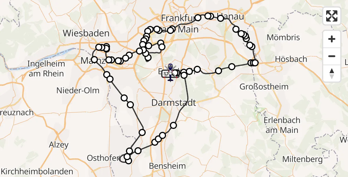 Flugroute Polizeihubschrauber Flughafen Frankfurt-Egelsbach - Flughafen Frankfurt-Egelsbach, 20 April 2026, 05:28