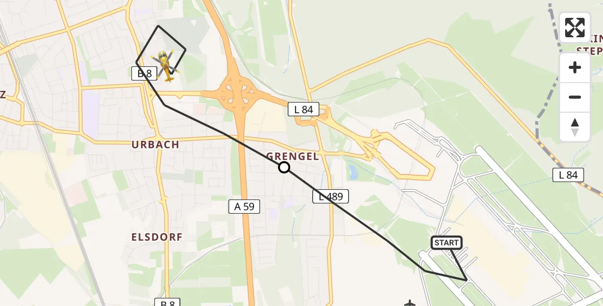 Flugroute Rettungshubschrauber Köln Bonn Flughafen - Köln, 20 April 2026, 05:42