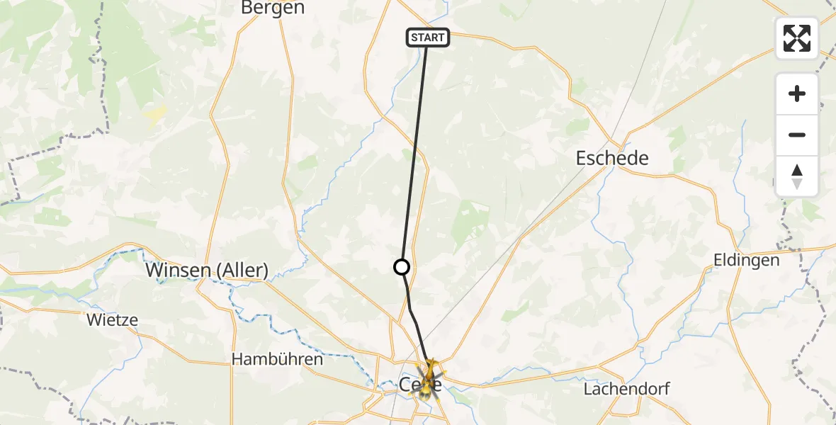 Flugroute Rettungshubschrauber Südheide - Celle, 20 April 2026, 06:25