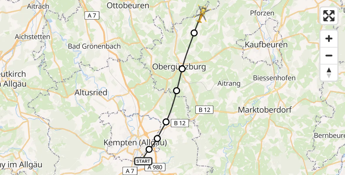 Flugroute Rettungshubschrauber Durach - Eggenthal, 20 April 2026, 06:51